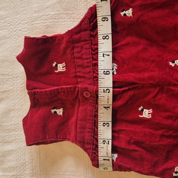 Gymboree girls 3-6 months girls dark red overalls with embroidered dalmations - Picture 6 of 7